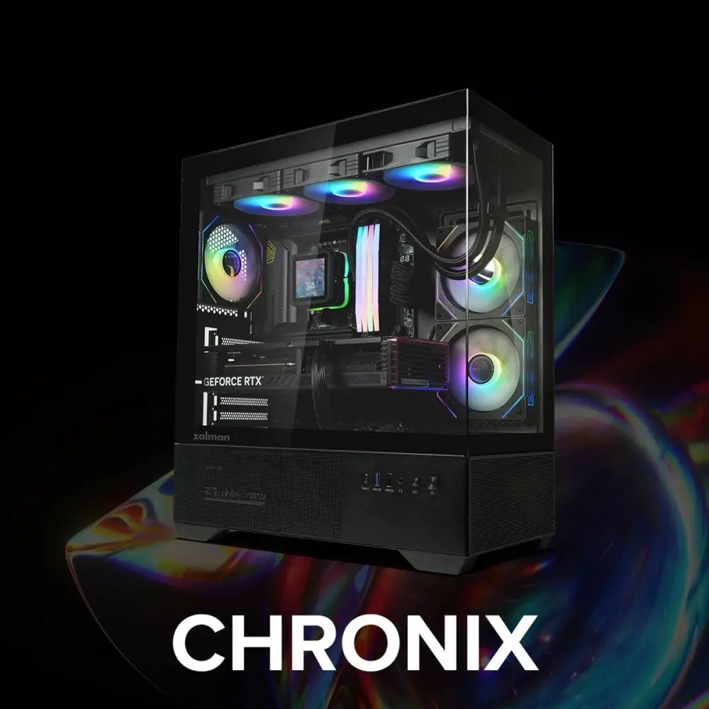 Кутия Zalman Chronix BLACK Case ATX 3 x 120 mm A-RGB, USB-C, Tempered Glass