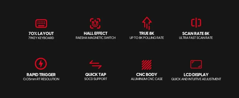 Pulsar професионална геймърска механична клавиатура Professional Gaming Mechanical Keyboard eS HE 70 ANSI Black - 8K, RGB