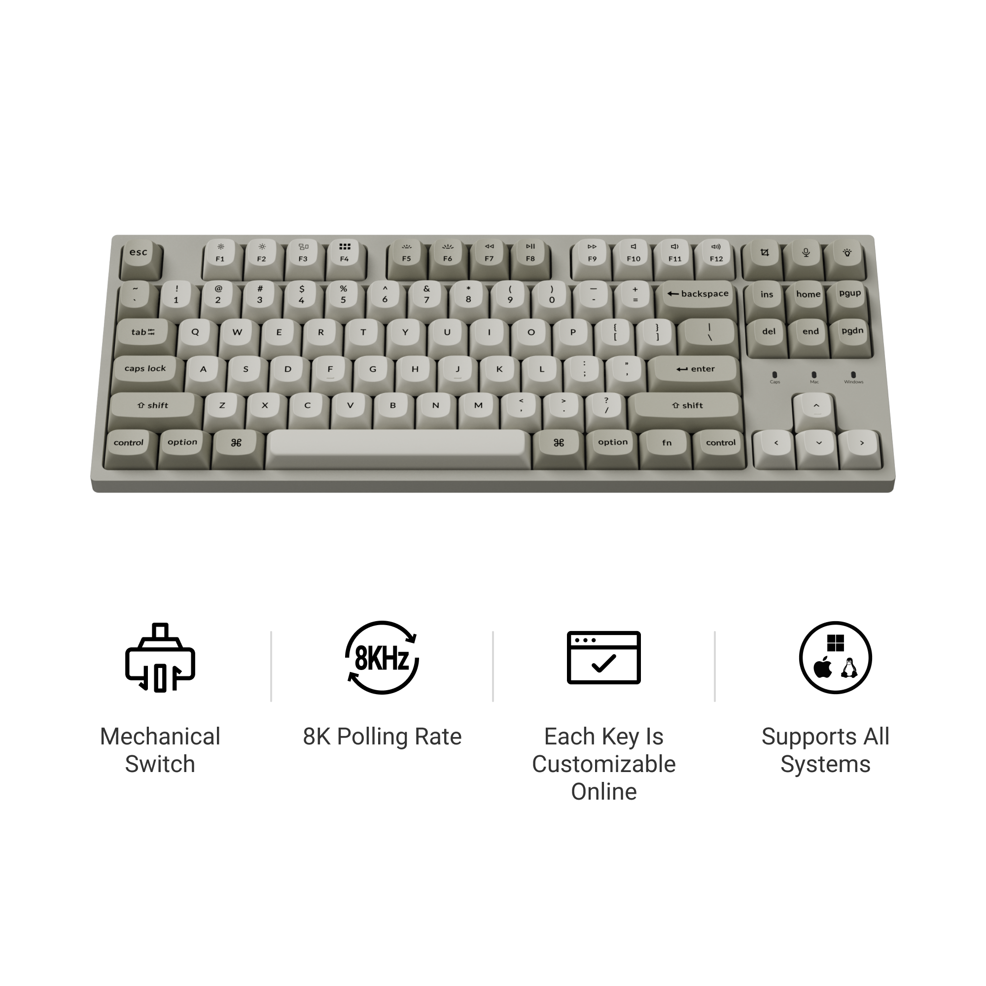 Геймърска Механична клавиатура Keychron C1 Pro 8K QMK - Super Red Switch