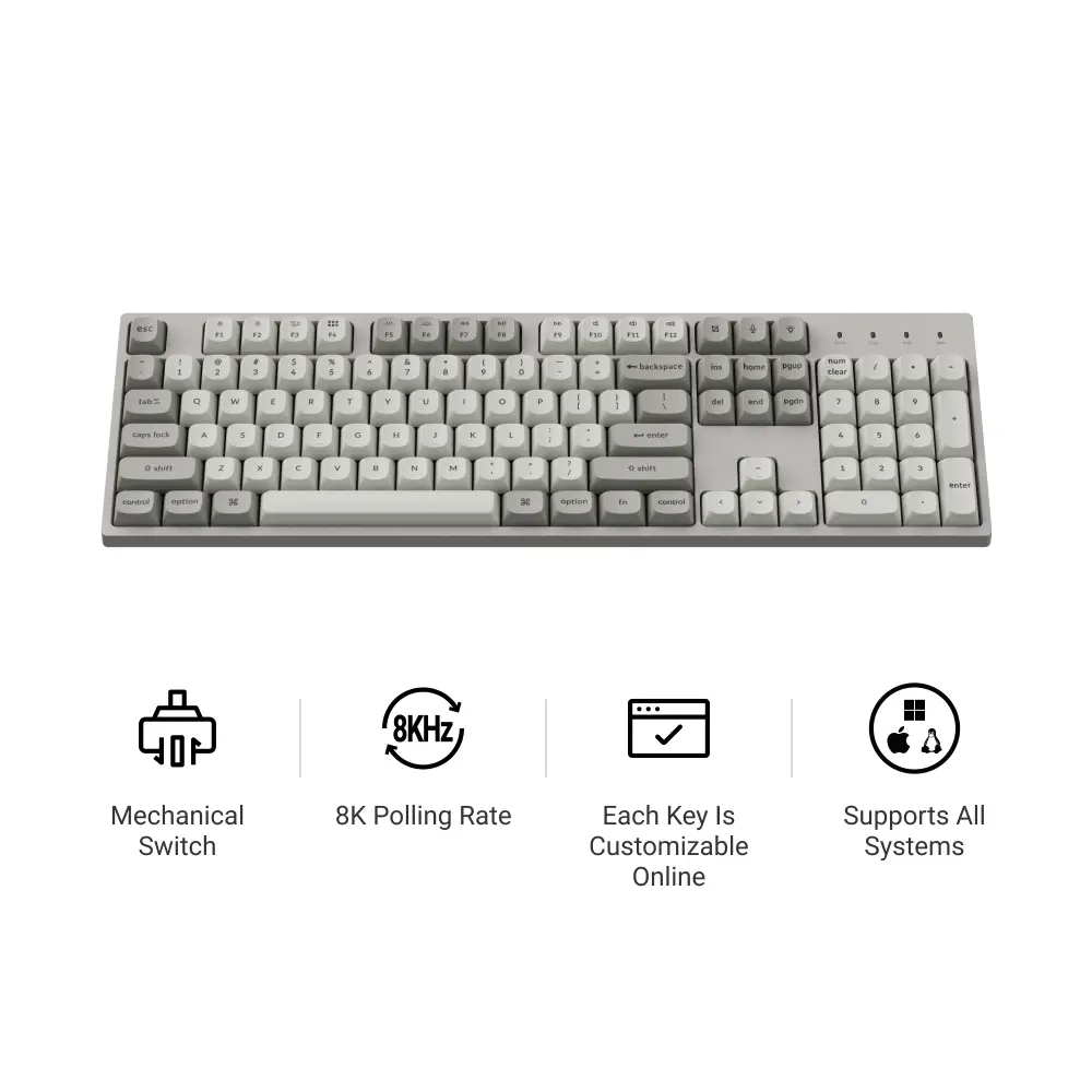 Геймърска Механична клавиатура Keychron C2 Pro 8K QMK - Super Red Switch, Full Size