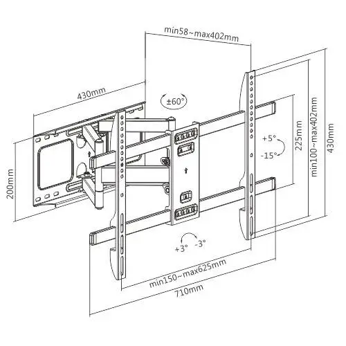 Gembird стенна стойка за телевизор TV Mount - WM-80ST-02 - 37"-80", 60 kg