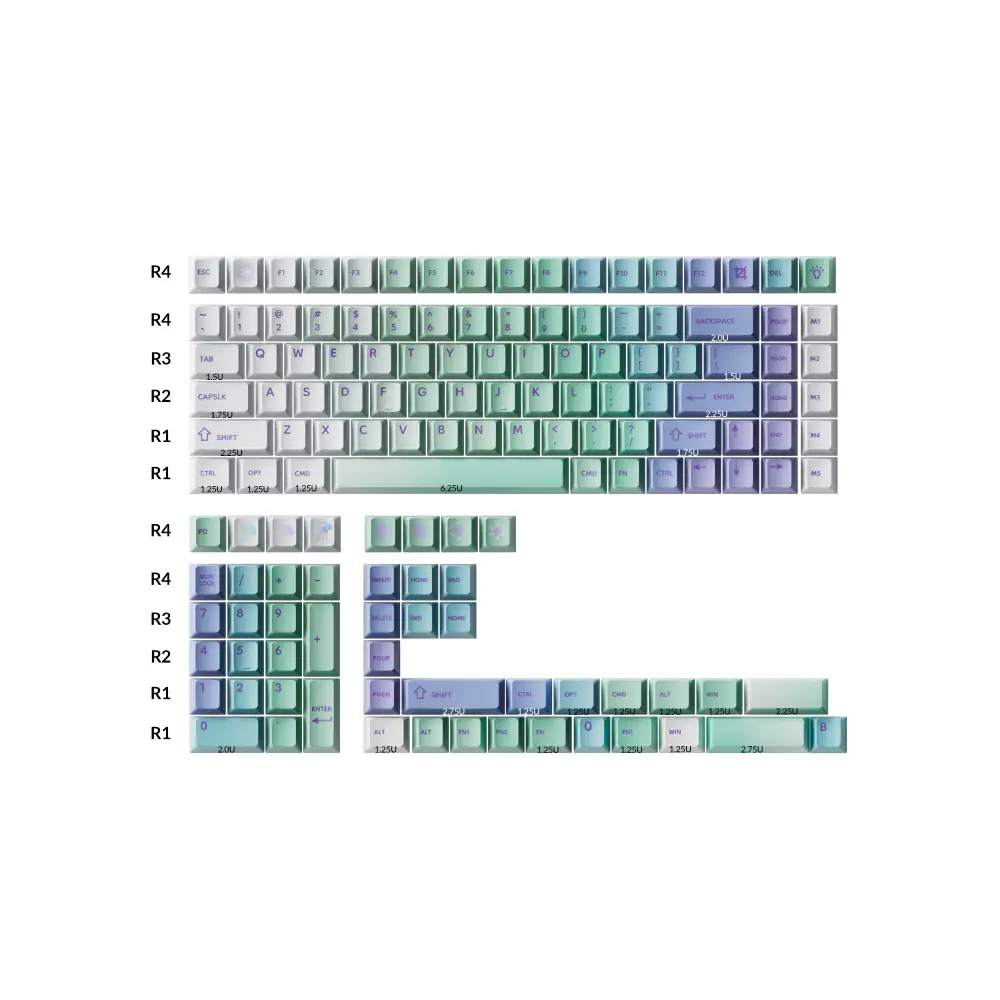Капачки за механична клавиатура Keychron Cherry Profile Dye-Sub PBT Full Keycap Set - Cloud and Snow
