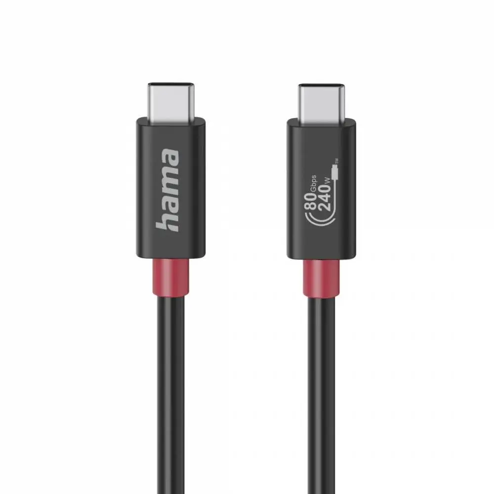 HAMA Кабел USB-C еMarker, USB 4 Gen 4, 80 Gbit/s, 1 м, 5 A, 240 W ,черен