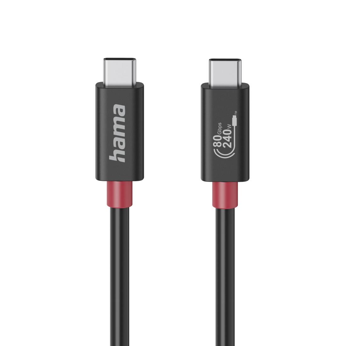HAMA Кабель USB-C еMarker, USB 4 Gen 4, 80 Gbit/s, 1 м, 5 A, 240 W, чорний
