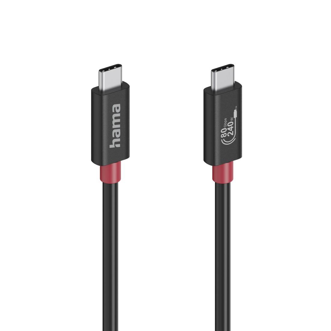 HAMA Кабель USB-C еMarker, USB 4 Gen 4, 80 Gbit/s, 1 м, 5 A, 240 W, чорний