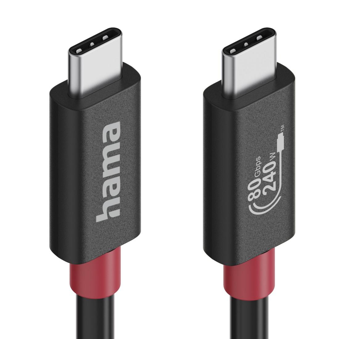HAMA Кабель USB-C еMarker, USB 4 Gen 4, 80 Gbit/s, 1 м, 5 A, 240 W, чорний