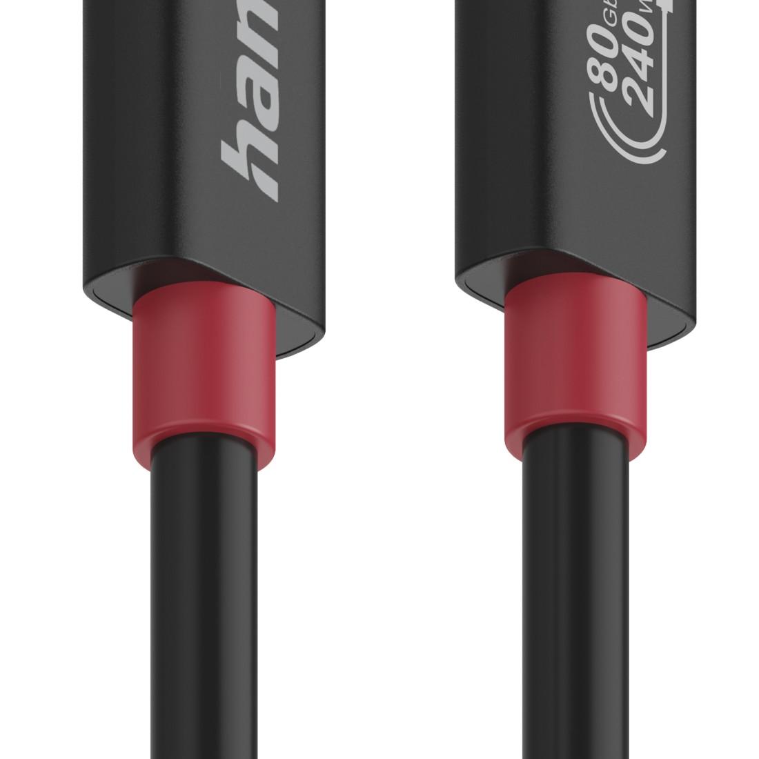 HAMA Кабель USB-C еMarker, USB 4 Gen 4, 80 Gbit/s, 1 м, 5 A, 240 W, чорний