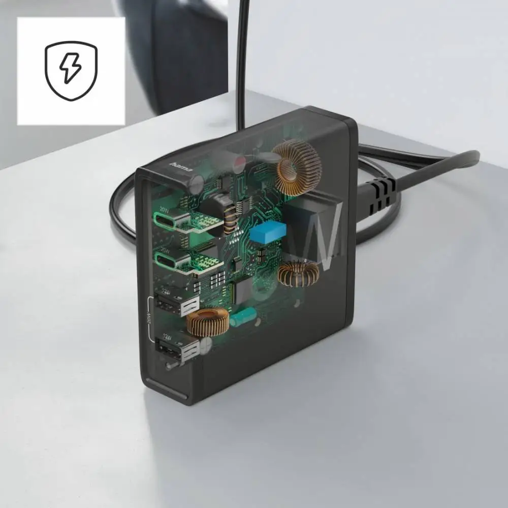 HAMA Зарядна станция 4 порта, 60W, 2 x USB-C, 2 x USB-A, PD, Fast Charge