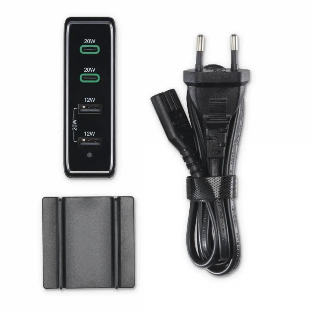 HAMA Зарядна станция 4 порта, 60W, 2 x USB-C, 2 x USB-A, PD, Fast Charge