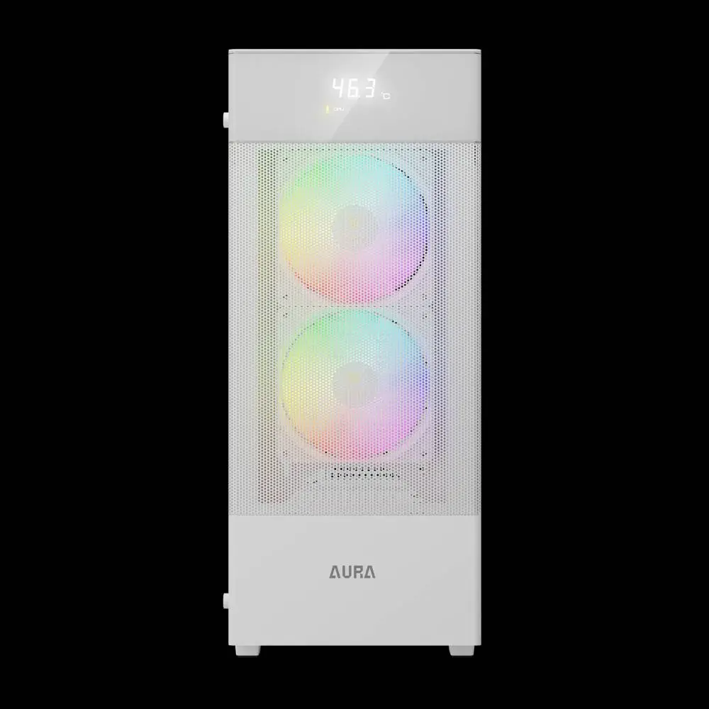 Gamdias кутия Case ATX - AURA GC5 ELITE ARGB WH - Addressable RGB, Mesh, Digital Display