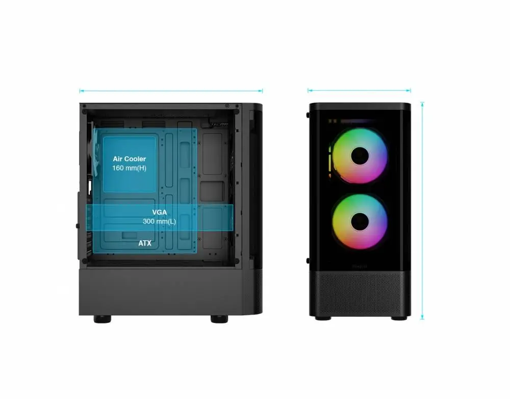 Кутия Gamdias TALOS E3 CG Case ATX, 3 x 120 mm A-RGB, Curved Glass