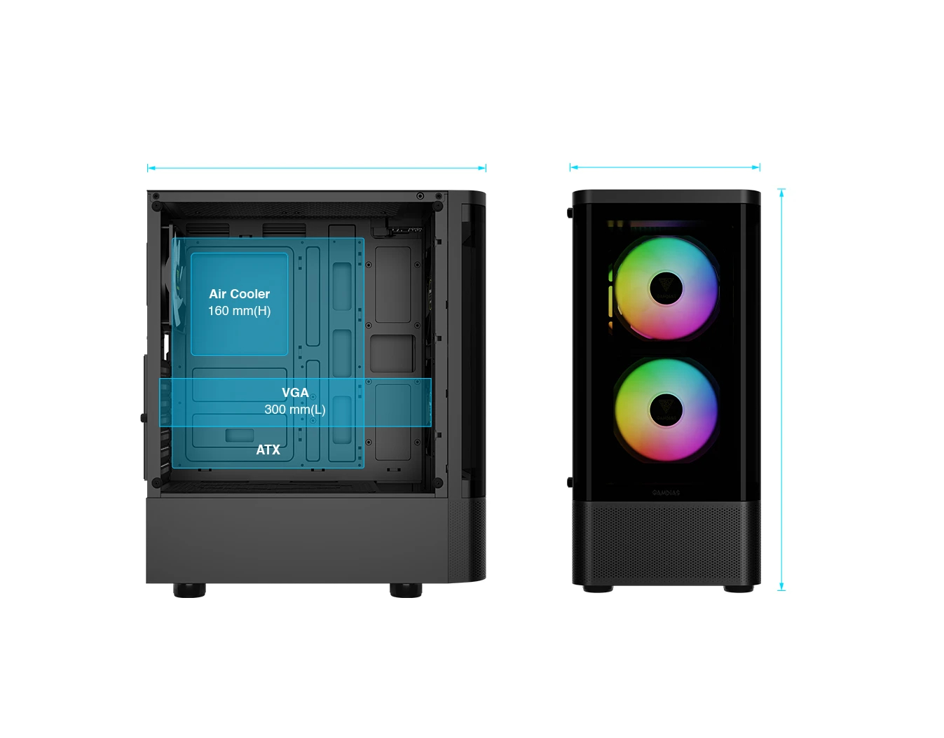 Кутия Gamdias TALOS E3 CG Case ATX, 3 x 120 mm A-RGB, Curved Glass