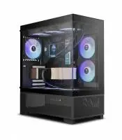 Кутия Gamdias AURA GC12 ARGB BK Case mATX, 6 x 120 mm A-RGB, USB-C, Tempered Glass
