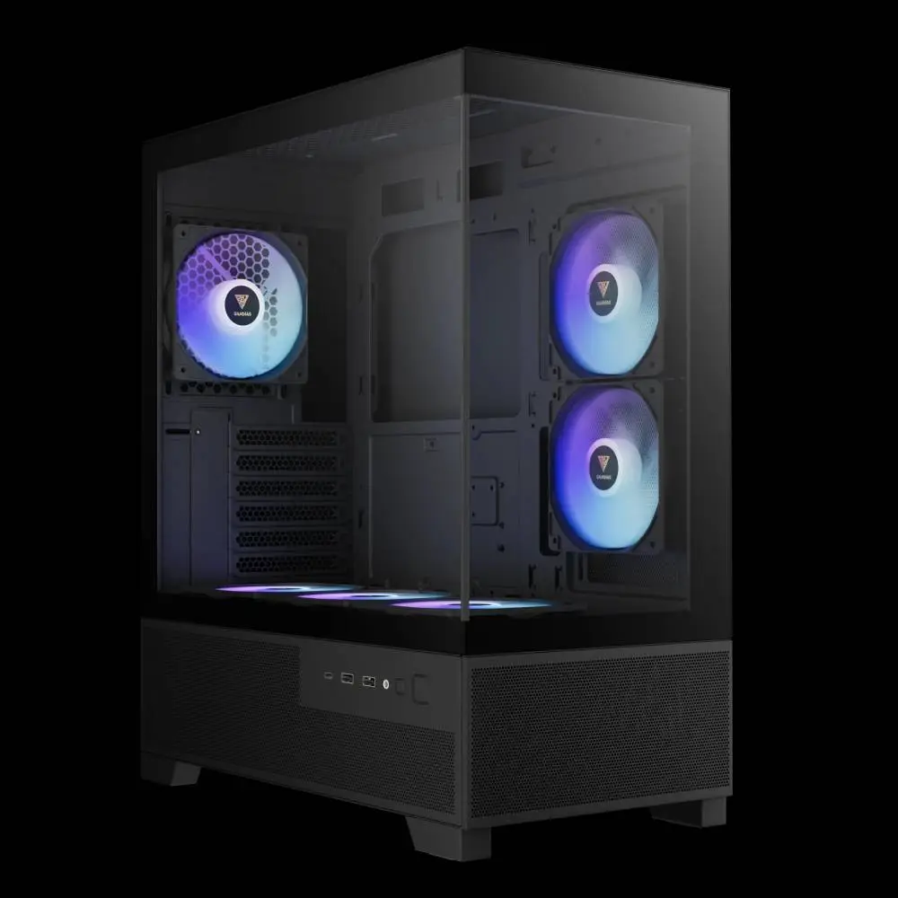 Кутия Gamdias AURA GC12 ARGB BK Case mATX, 6 x 120 mm A-RGB, USB-C, Tempered Glass