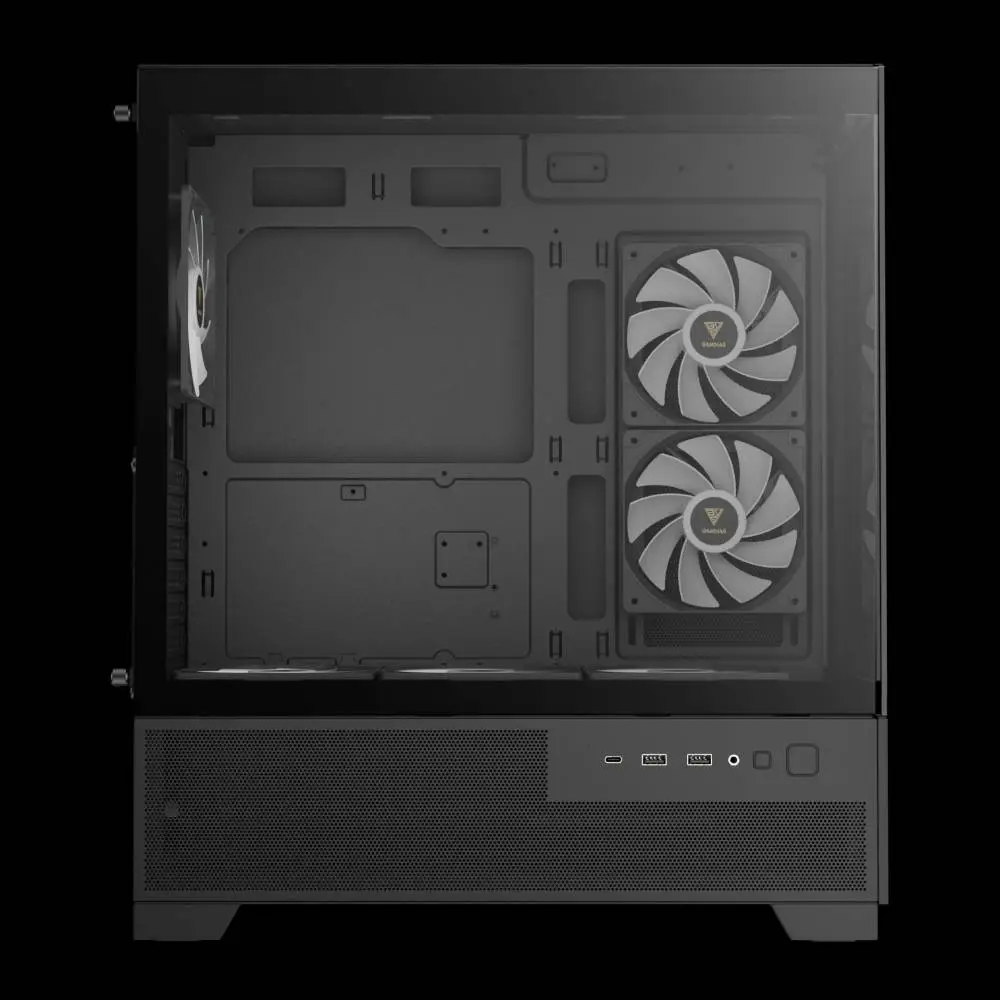 Кутия Gamdias AURA GC12 ARGB BK Case mATX, 6 x 120 mm A-RGB, USB-C, Tempered Glass