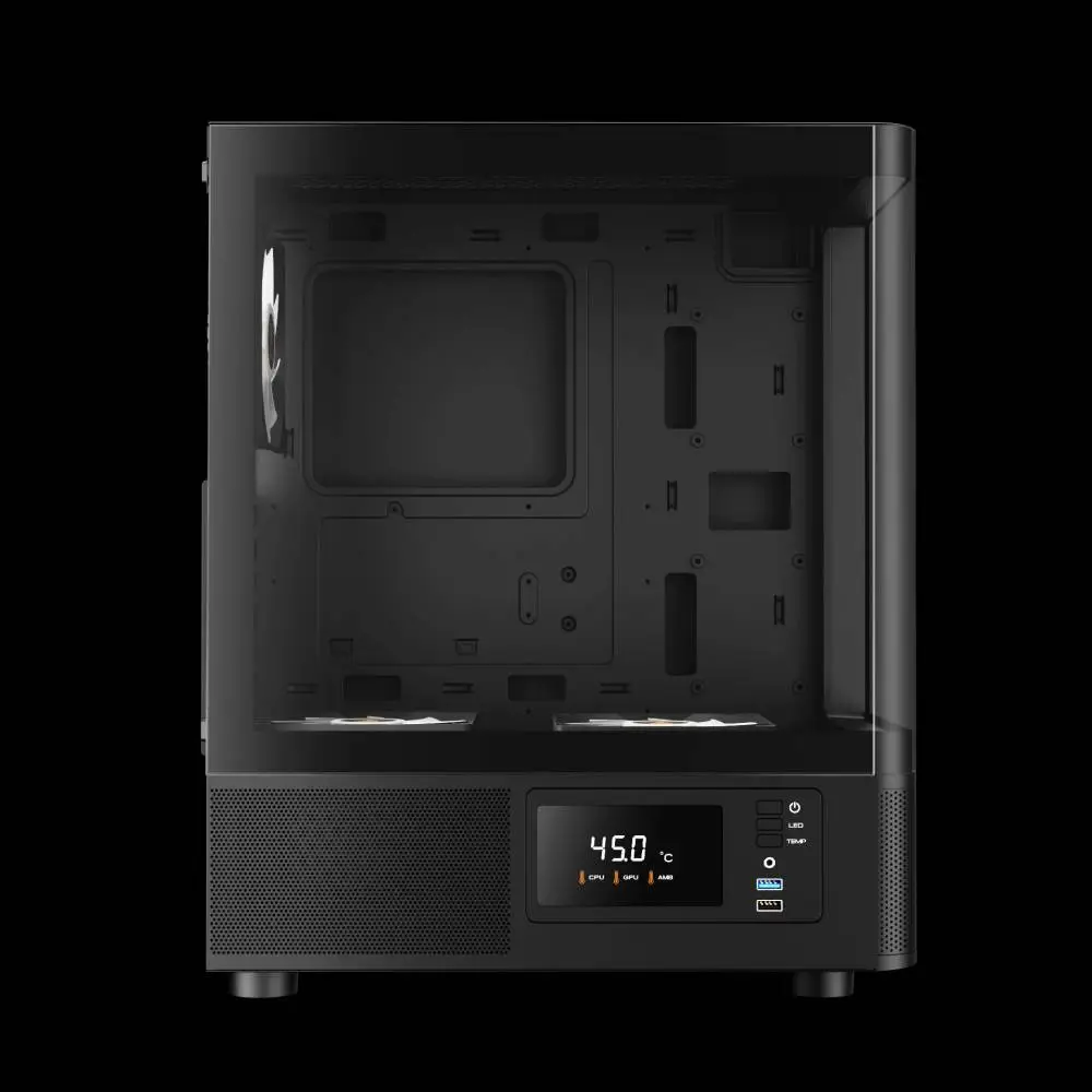Kутия Gamdias ATLAS E2 Case ATX, 3 x 120 mm A-RGB, Digital Display, Curved Glass