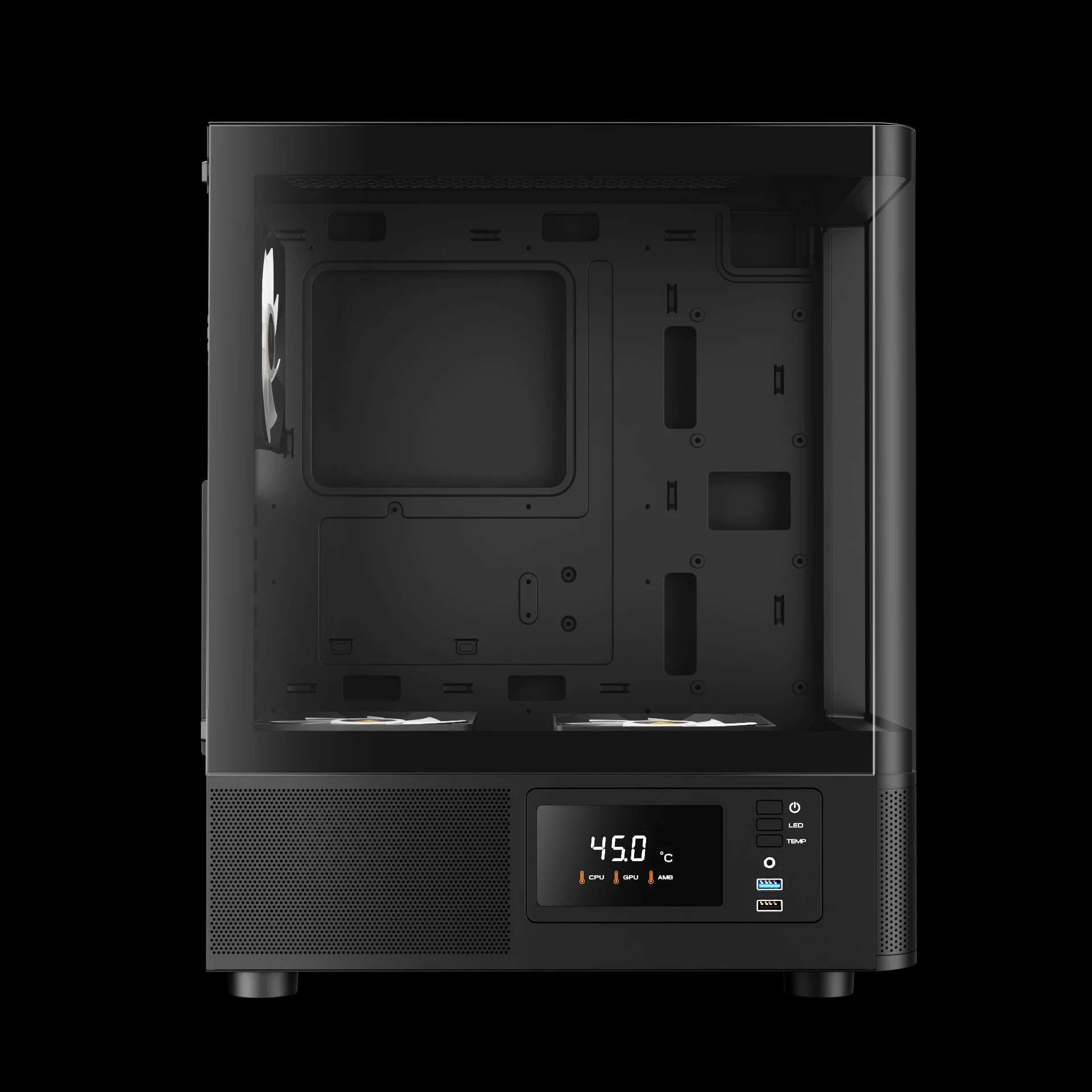 Kутия Gamdias ATLAS E2 Case ATX, 3 x 120 mm A-RGB, Digital Display, Curved Glass