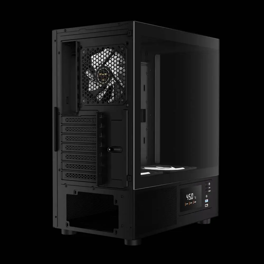 Kутия Gamdias ATLAS E2 Case ATX, 3 x 120 mm A-RGB, Digital Display, Curved Glass