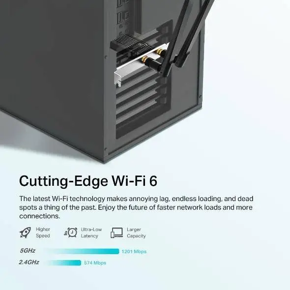 Безжичен адаптер TP-LINK Archer TX20E, PCIe, 1800Mbps, Wireless AX, 2.4GHz /5GHz, BT 5.2, 2x външни антени