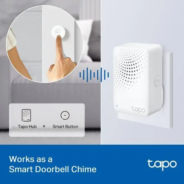 TP LINK hub inteligente con timbre H100, alarma, se coordina con sensores inteligentes Tapo, conecta hasta 64 dispositivos inteligentes, timbre, Wi-Fi