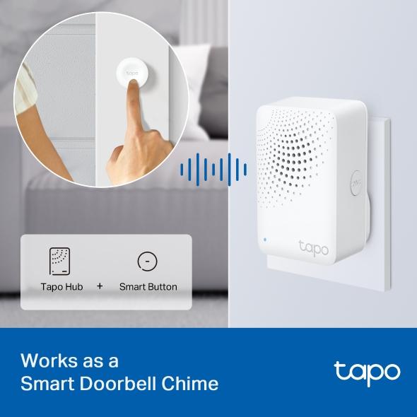TP LINK hub inteligente con timbre H100, alarma, se coordina con sensores inteligentes Tapo, conecta hasta 64 dispositivos inteligentes, timbre, Wi-Fi