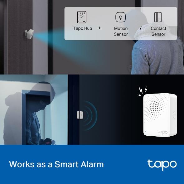 TP LINK hub inteligente con timbre H100, alarma, se coordina con sensores inteligentes Tapo, conecta hasta 64 dispositivos inteligentes, timbre, Wi-Fi