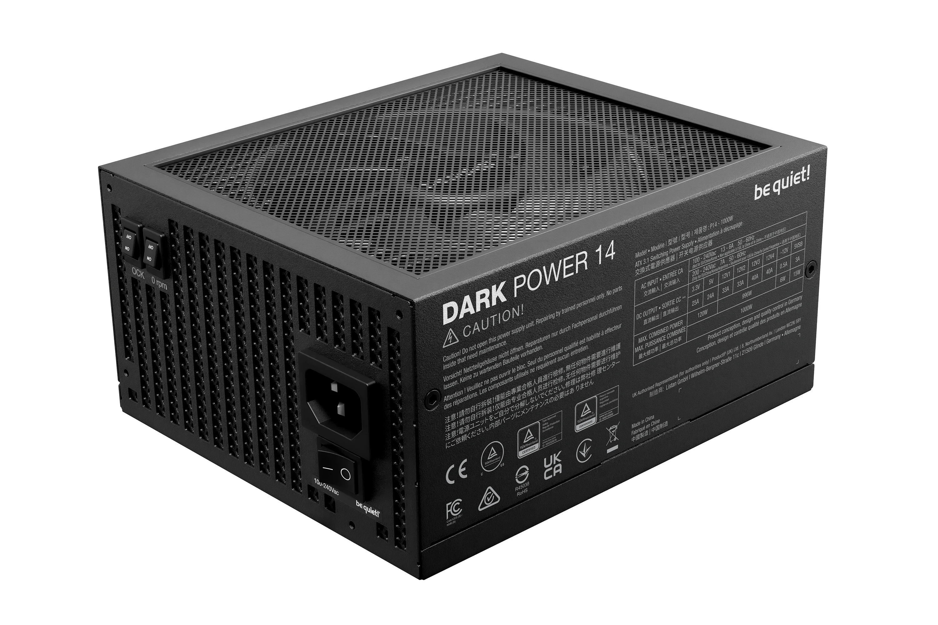 Захранване be quiet! Dark Power 14 1000W, ATX 3.1, 80 Plus Titanium PSU - BP020EU 