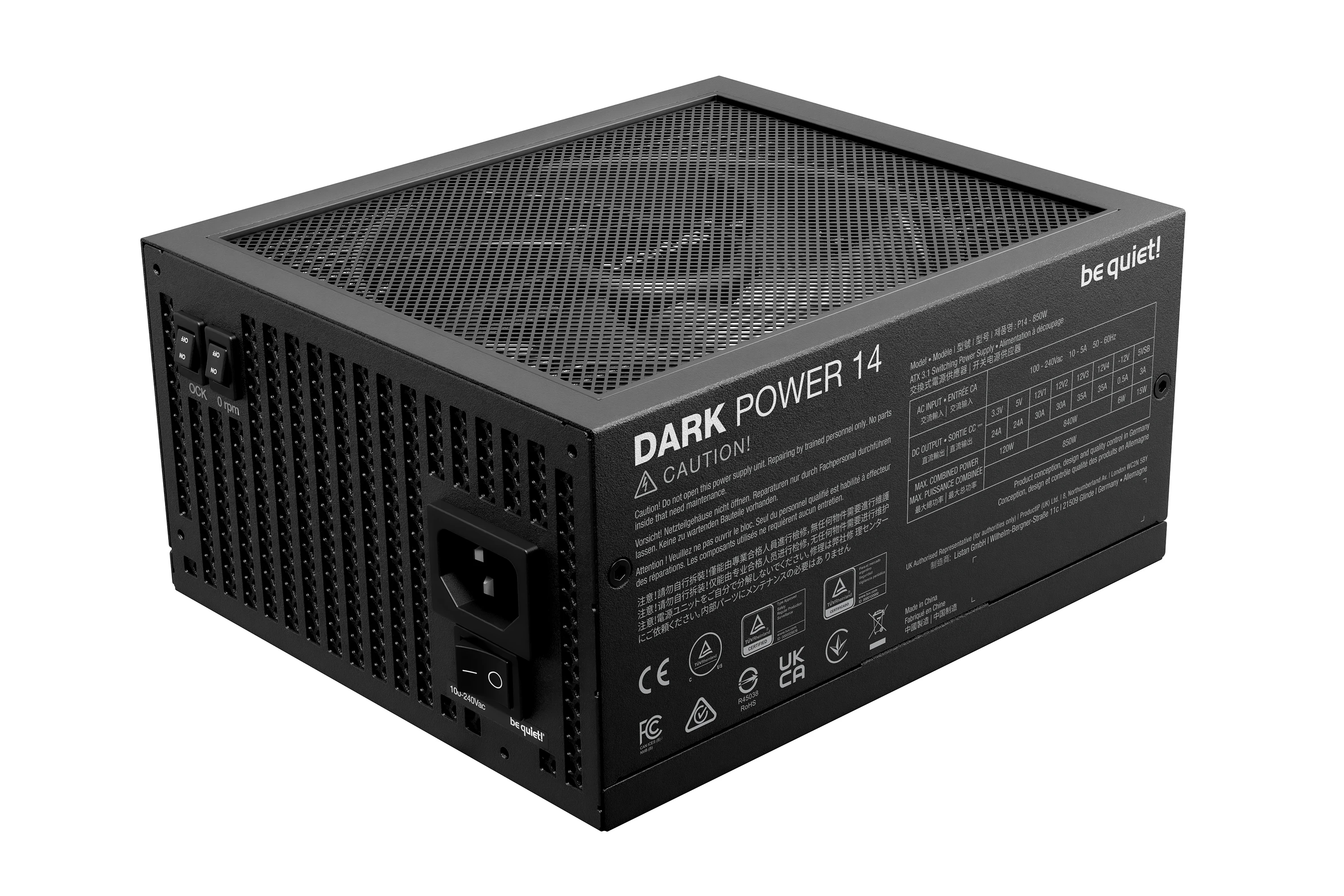 Захранване be quiet! Dark Power 14 850W, ATX 3.1, 80 Plus Titanium PSU - BP019EU 