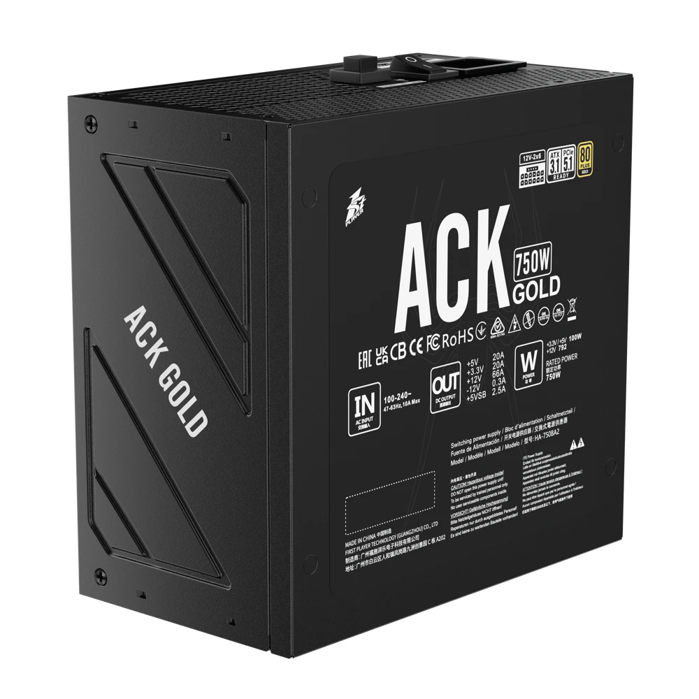 Захранване 1stPlayer ACK HA-750BA2, PSU ATX 3.1, 750W 80 Plus Gold, Full Modular 