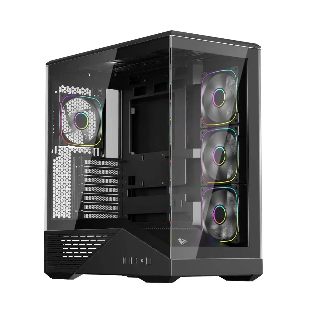 Кутия 1stPlayer GM7 Black, 4 x 120 mm A-RGB fans included, USB-C, ATX Case