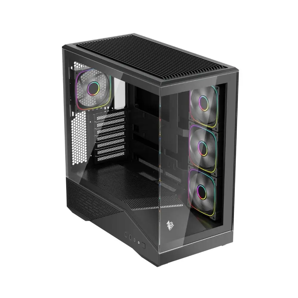 Кутия 1stPlayer GM7 Black, 4 x 120 mm A-RGB fans included, USB-C, ATX Case