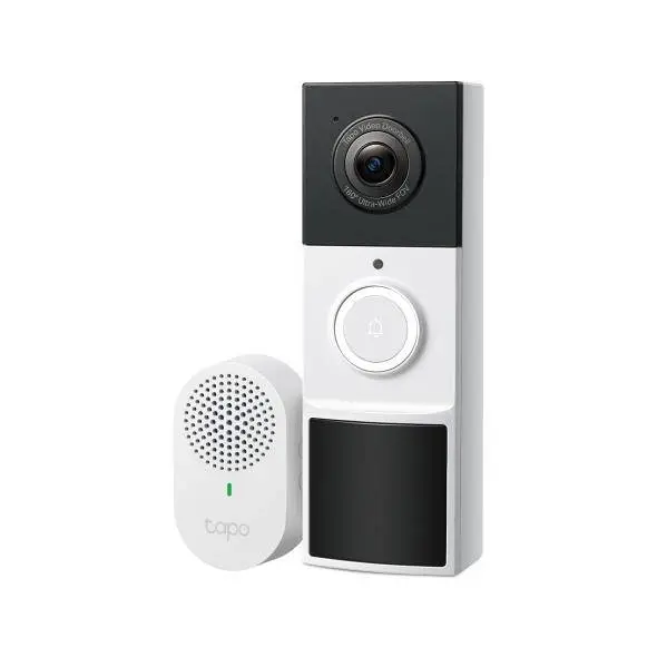 TP LINK нтелигентен видео звънец за врата Tapo D210, 2K QHD (2560&times;1440),160&deg; зрителен ъгъл, microSD до 512 GB, 2.4Ghz, AI-разпознаване