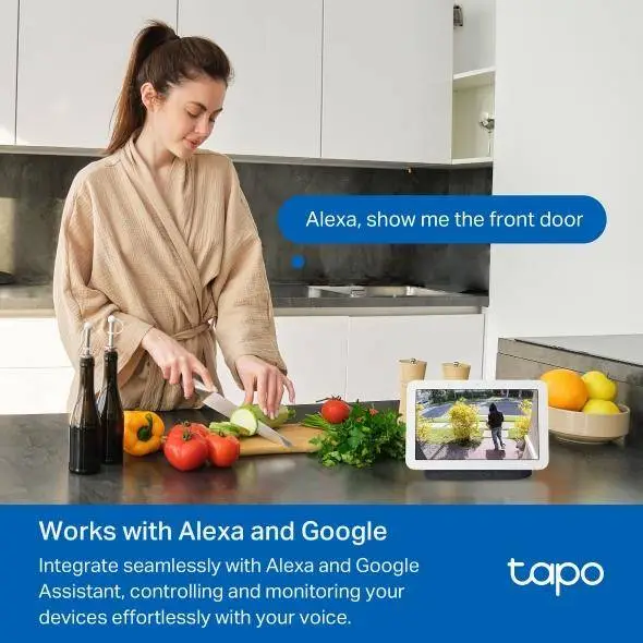 TP LINK нтелигентен видео звънец за врата Tapo D210, 2K QHD (2560×1440),160° зрителен ъгъл, microSD до 512 GB, 2.4Ghz, AI-разпознаване