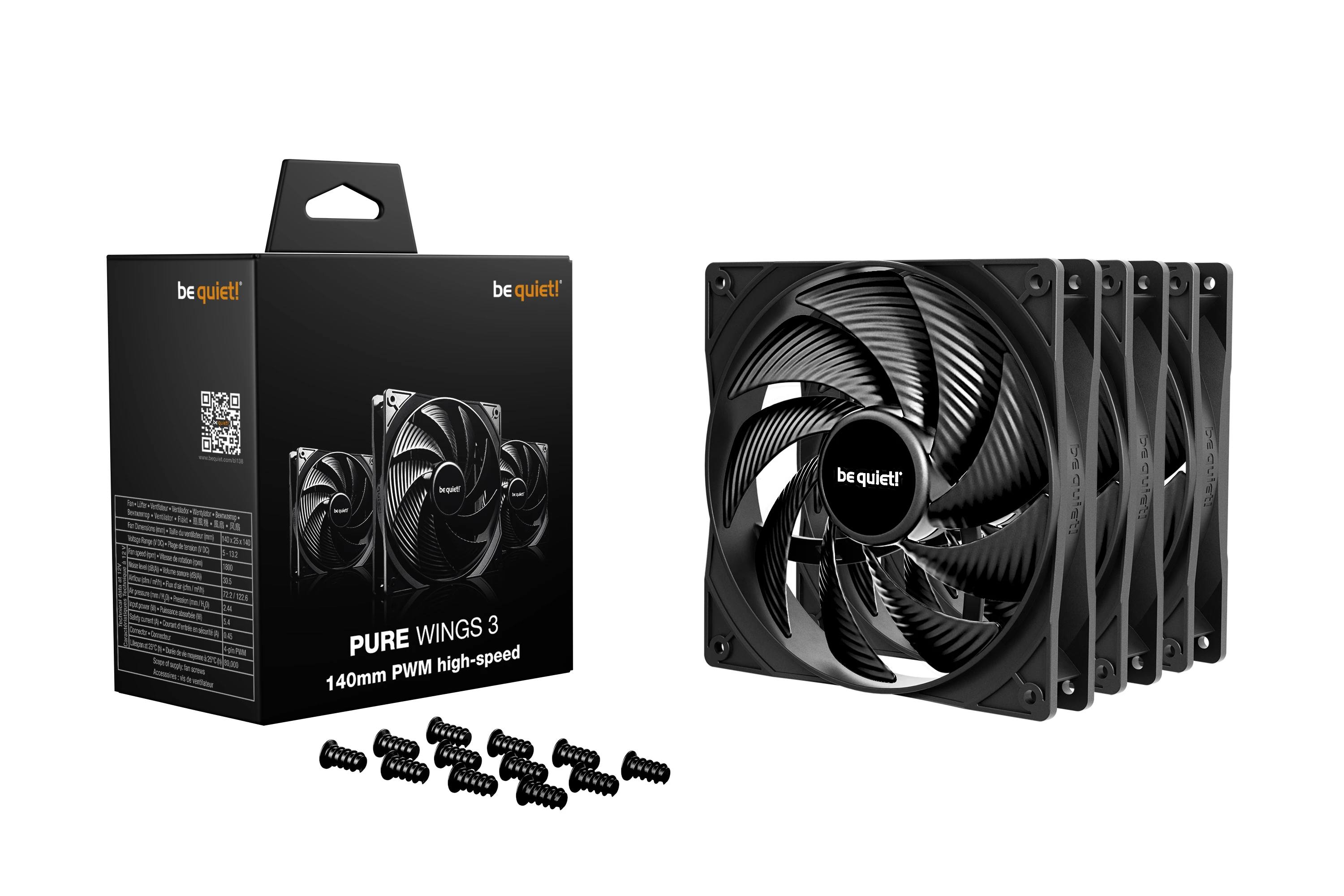 Вентилатори be quiet! PURE WINGS 3 140mm PWM high-speed 3-Pack Fans - BL138
