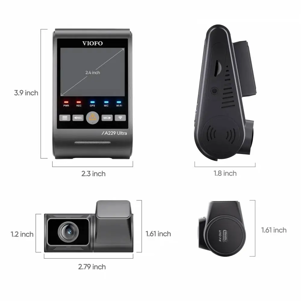 VIOFO Видеорегистратор Dash Cam A229 Ultra 2 Channel - 4K, HDR, Dual Sony STARVIS 2 8MP, GPS, Bluetooth
