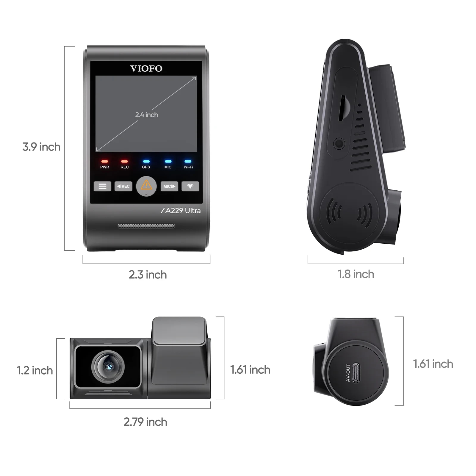 VIOFO Caméra de tableau de bord Dash Cam A229 Ultra 2 Canaux - 4K, HDR, Dual Sony STARVIS 2 8MP, GPS, Bluetooth