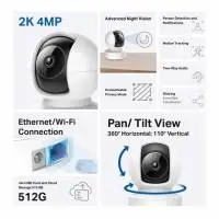 IP камера куполна TP-Link Tapo C222, 2560x1440@30fps, Pan/Tilt, H.264, microSD, Wi-Fi, аудио, RJ-45