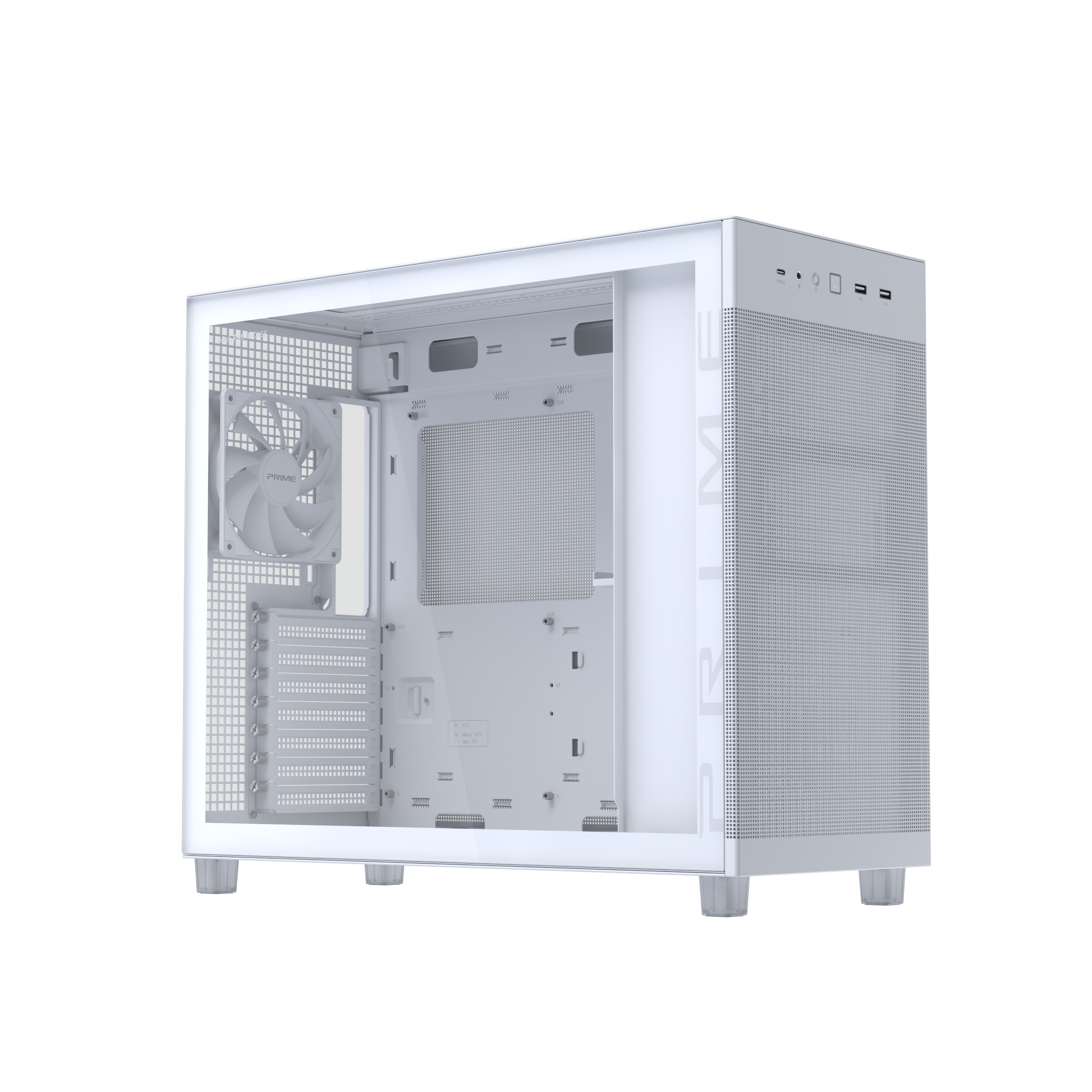Кутия ASUS PRIME AP303 TG Compact ATX Case White