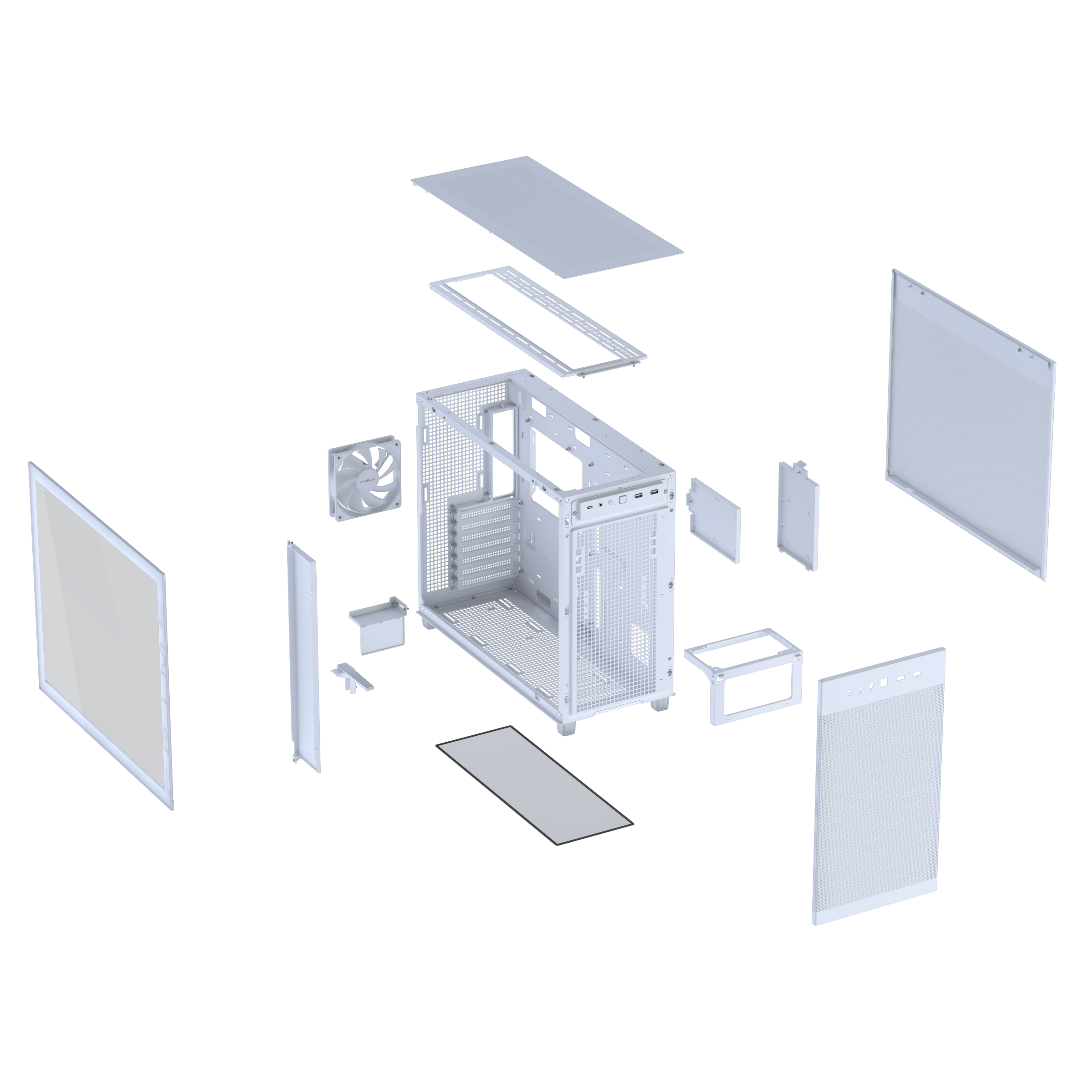 Кутия ASUS PRIME AP303 TG Compact ATX Case White
