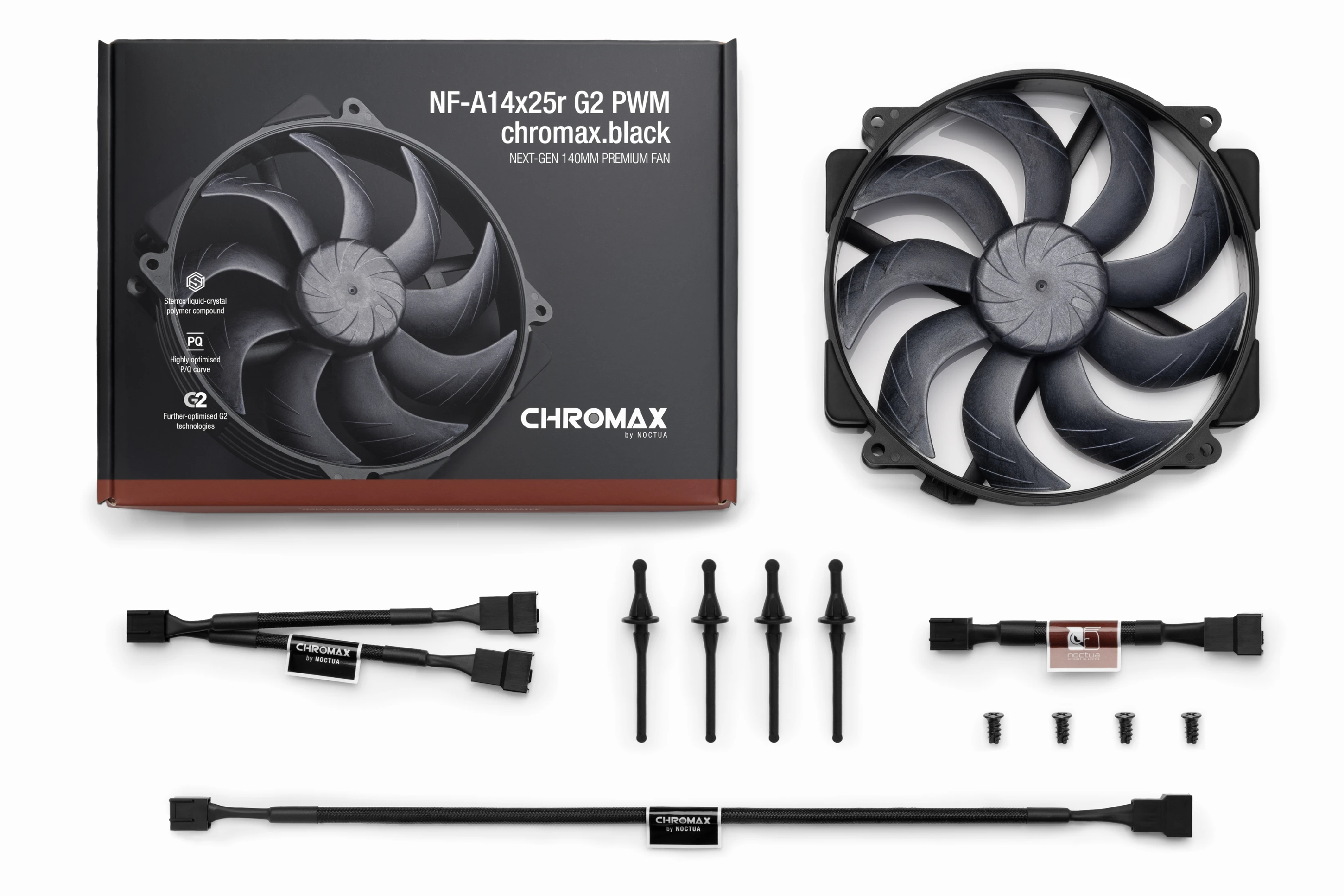 Вентилатор Noctua NF-A14x25r G2 PWM chromax.black Fan 140mm