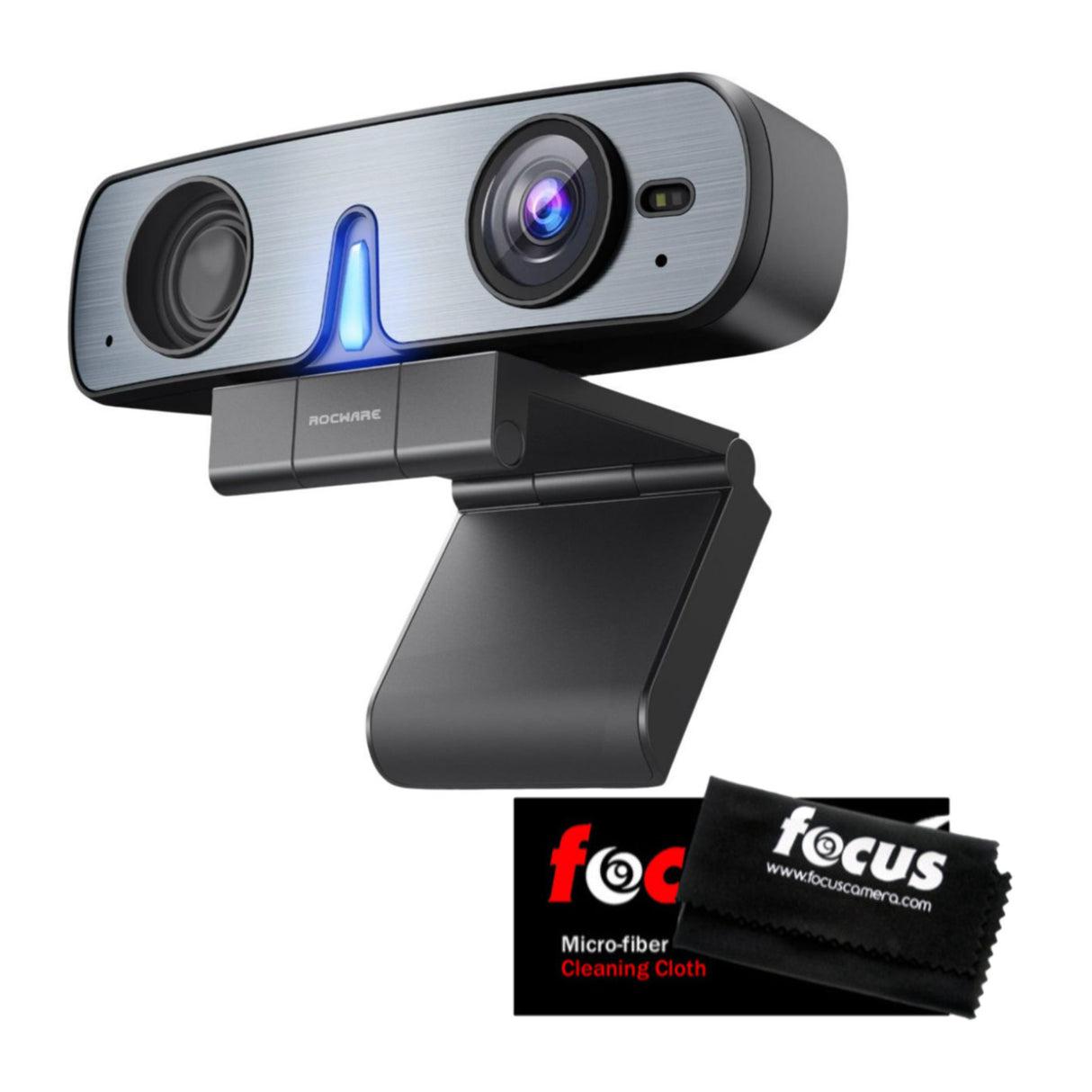 ROCWARE RC08P Уеб камера 2K,90 градуса,4x зуум, USB 2.0,USB-C