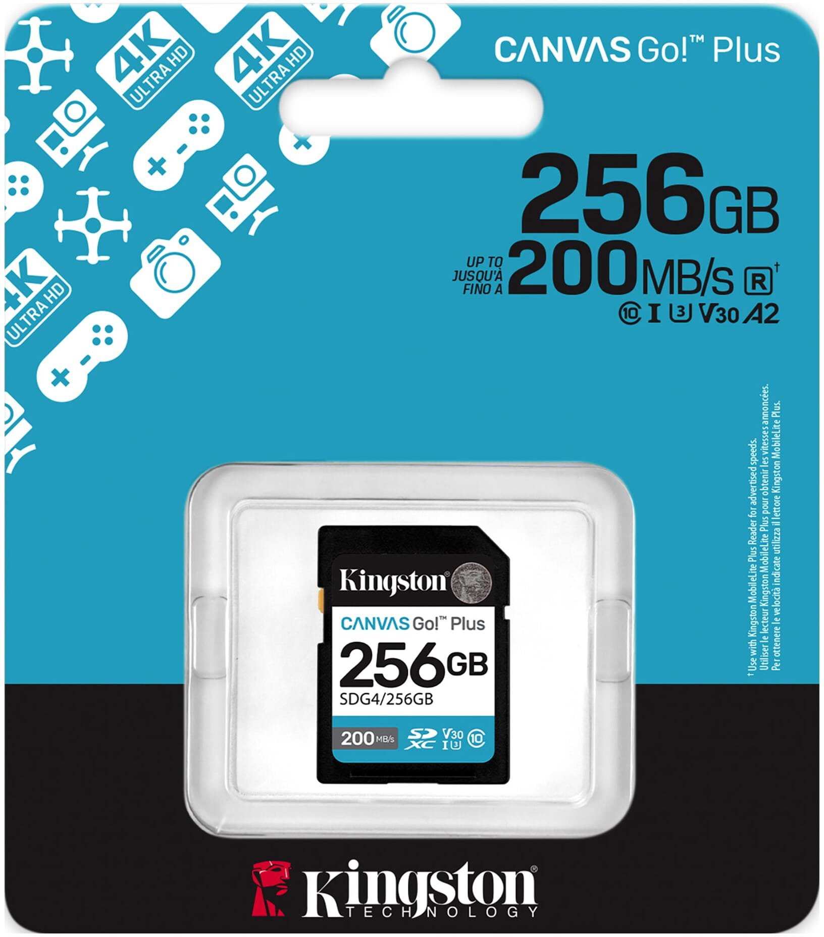 Карта памет Kingston 256GB SDXC Canvas Go! Black - SDG4/256GB