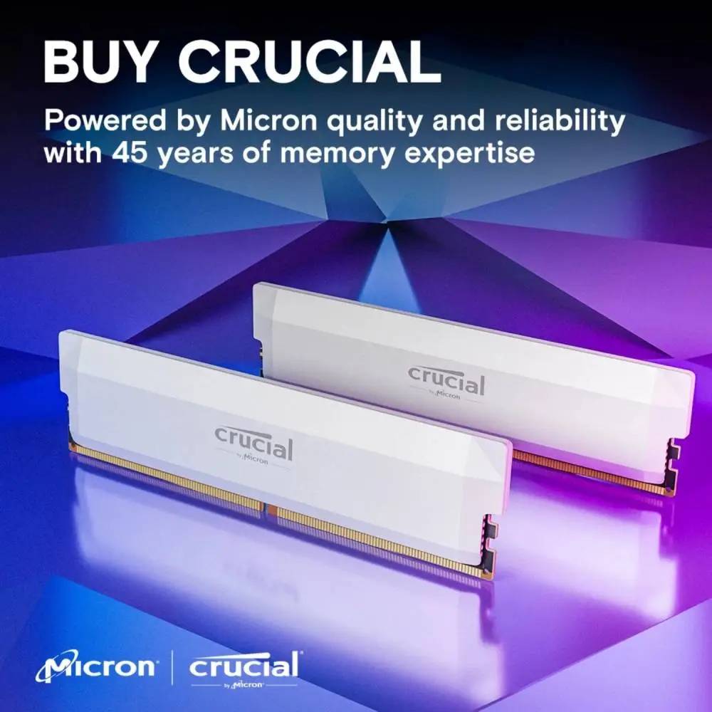 Памет Crucial Pro OC 32GB (2x16GB) DDR5 6400MHz CL38 White - CP2K16G64C38U5W 