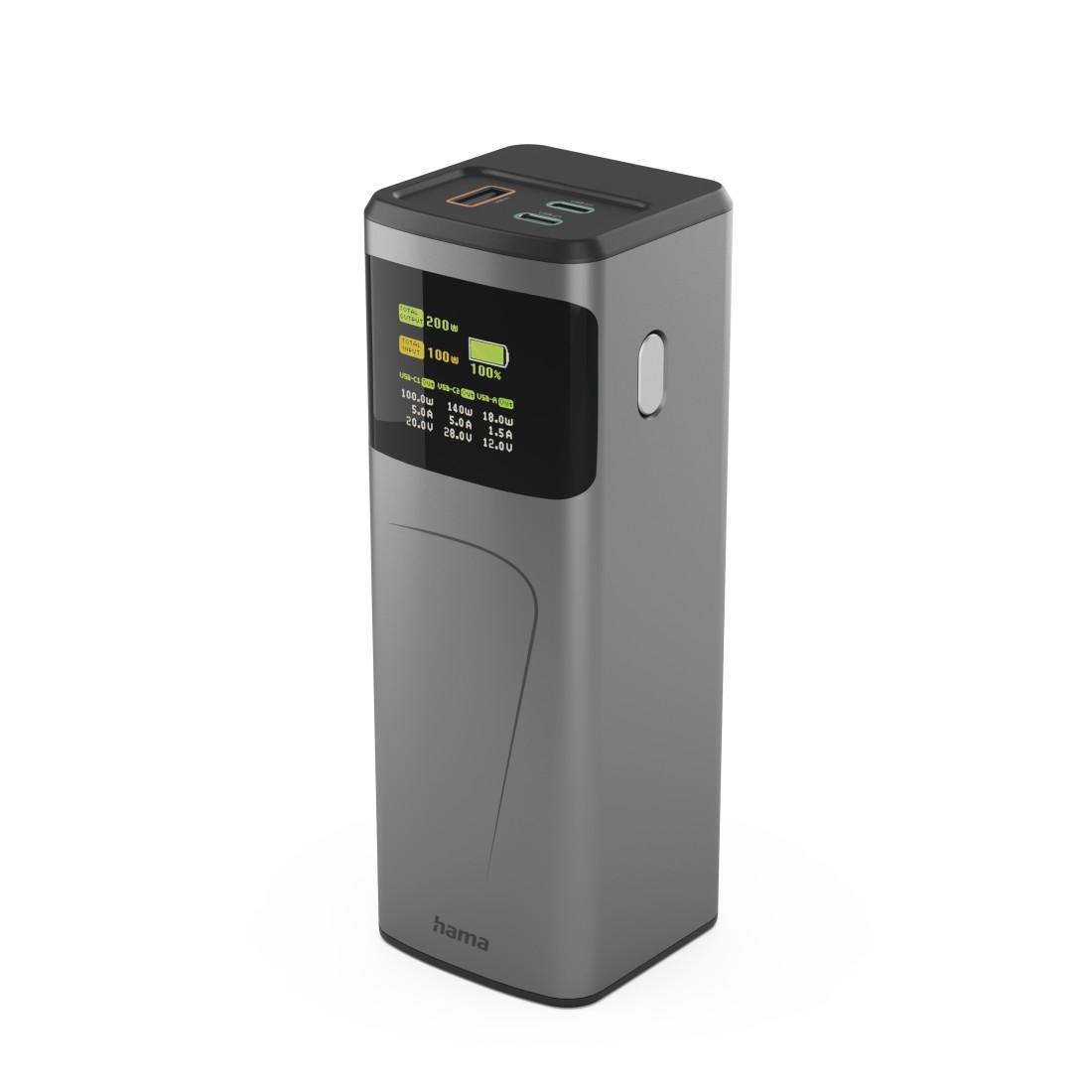 HAMA Външна батерия „High Power“, 200 W, 24000 mAh, 2x USB-C, USB-A, бързо зареждане