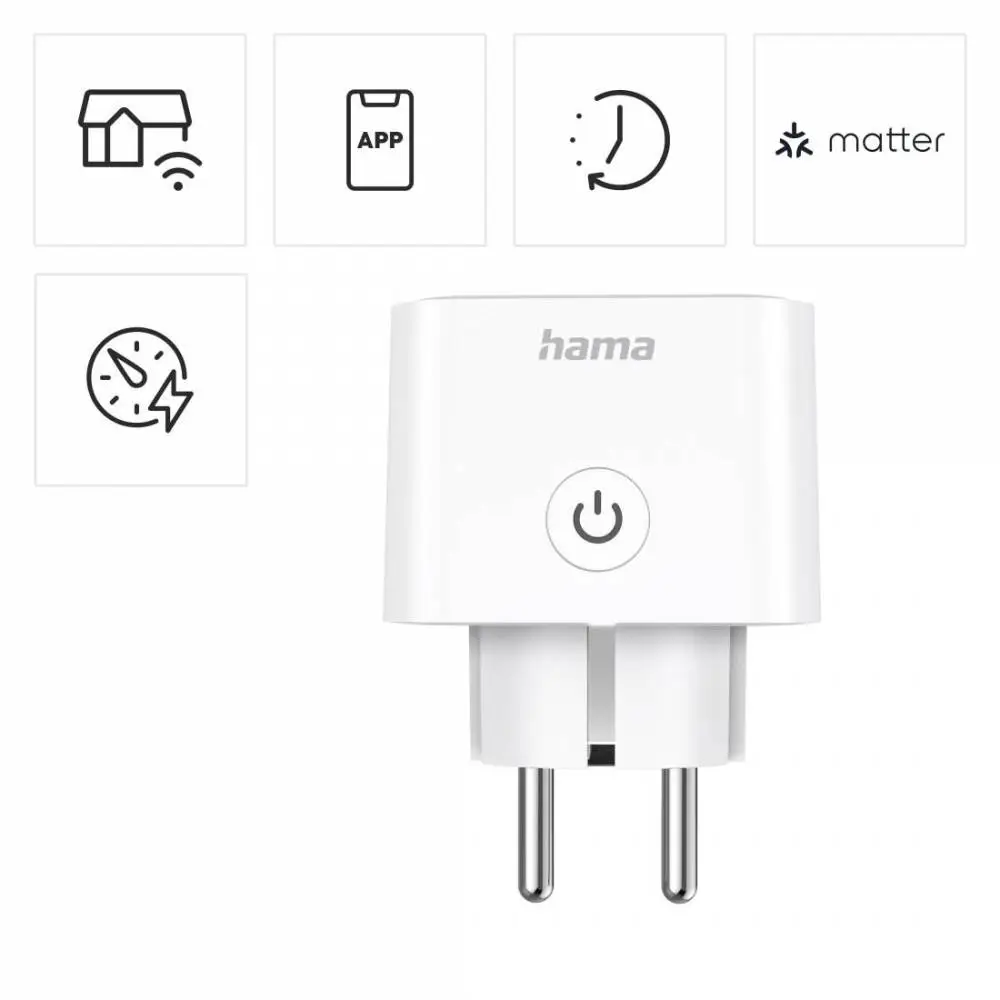 HAMA Смарт мини WiFi контакт 3680W, 16A с прил. за измерване на ен.консумация