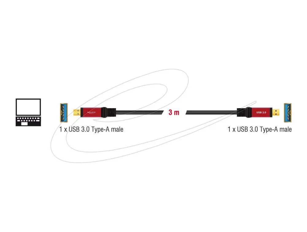 Delock Cable USB 3.2 Type-A male > USB 3.0 Type-A male 3 m metal