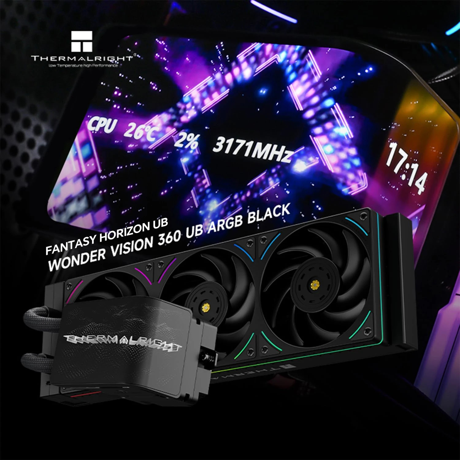 Водно охлаждане Thermalright WONDER VISION 360 UB ARGB Black Water Cooling - 6.67 inch Curve OLED Display