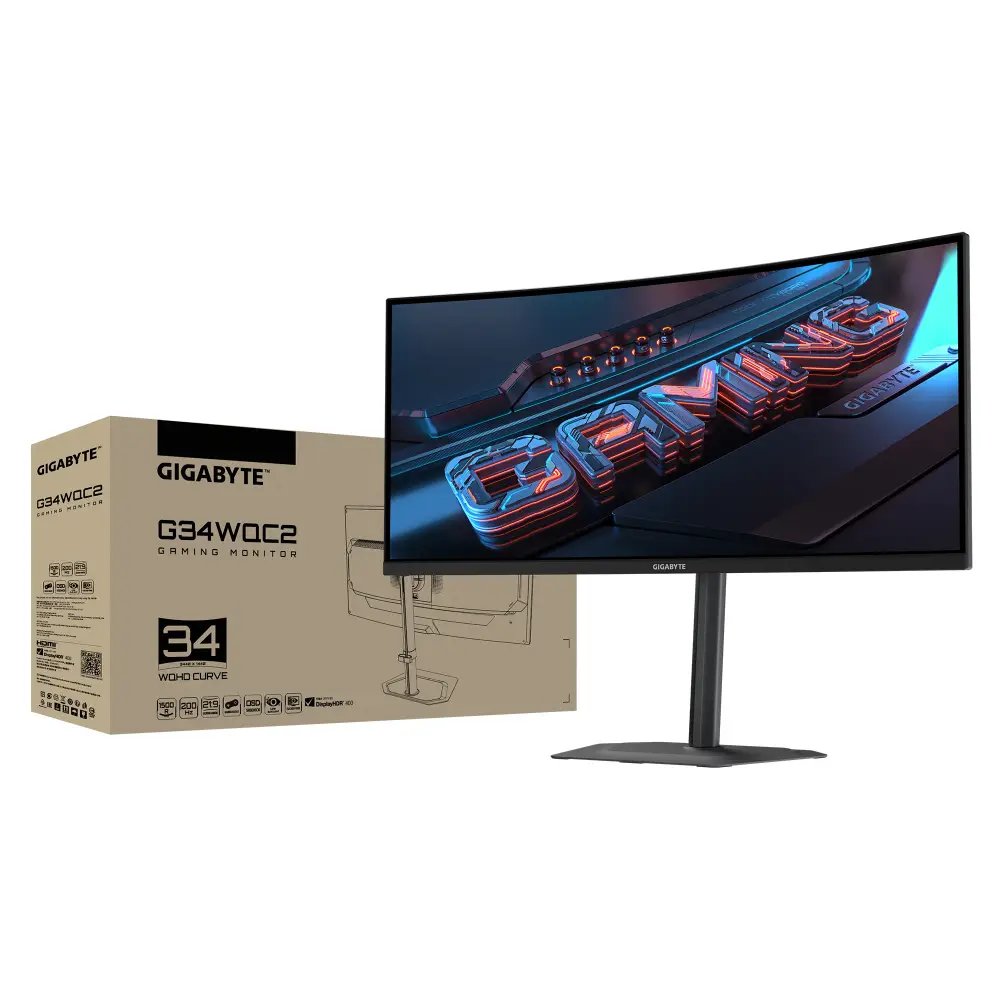 Монитор Gigabyte G34WQC2 - 34" VA 1500R WQHD 3440x1440, 200Hz, 1ms, VESA Display HDR400