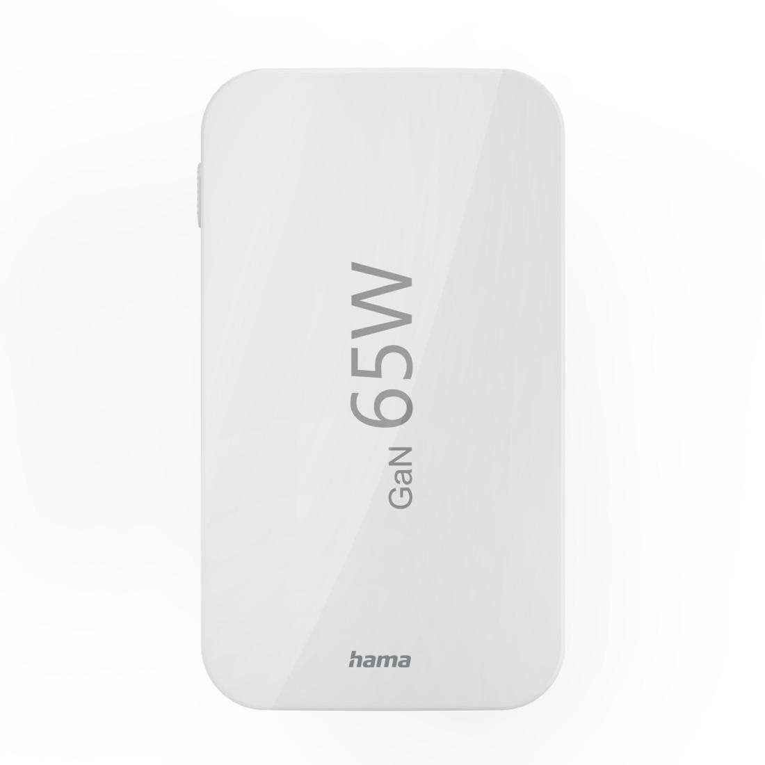 HAMA Быстрое мини зарядное, 65W, 2x USB-C, 1x USB-A, PD, плоское, белое
