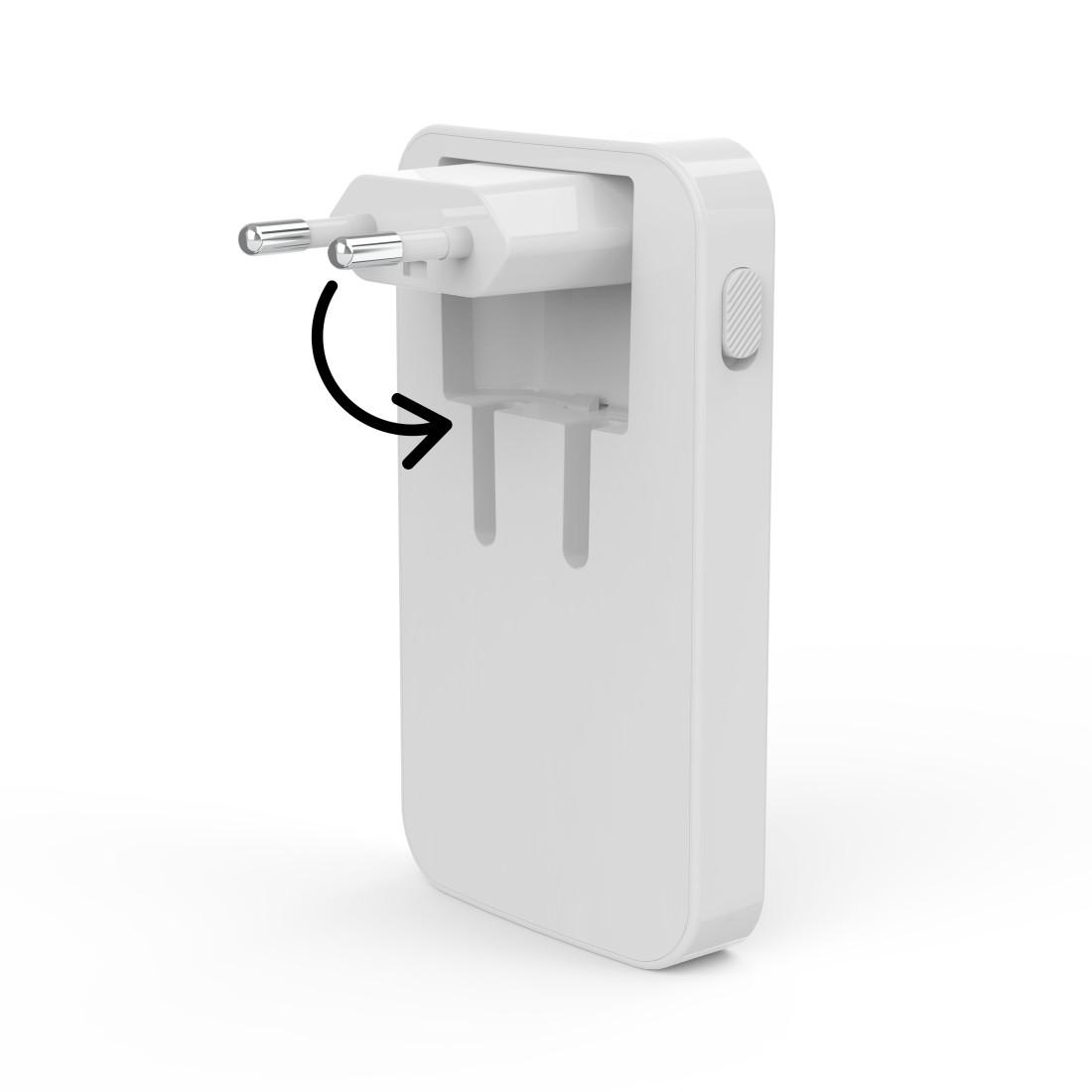 HAMA Быстрое мини зарядное, 65W, 2x USB-C, 1x USB-A, PD, плоское, белое